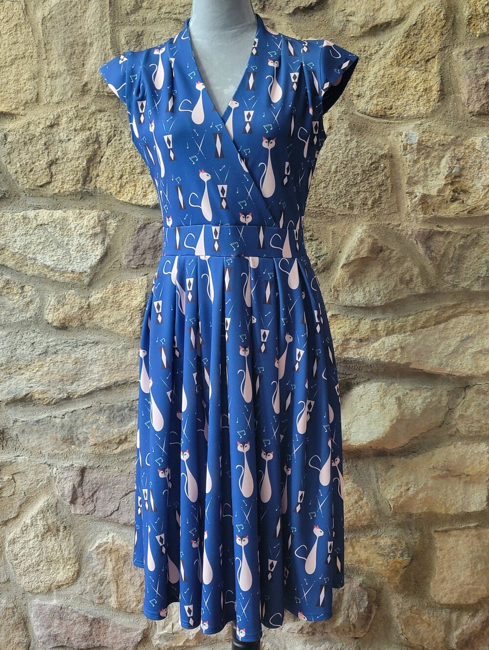Lady Vintage London Mod Jazz Cats Eva midi dress
